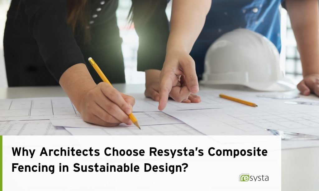Architects reviewing sustainable design plans with text overlay: 
